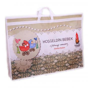 Nonwoven Tela Dikişli Hoşgeldin Bebek Çantası 50x36x20cm